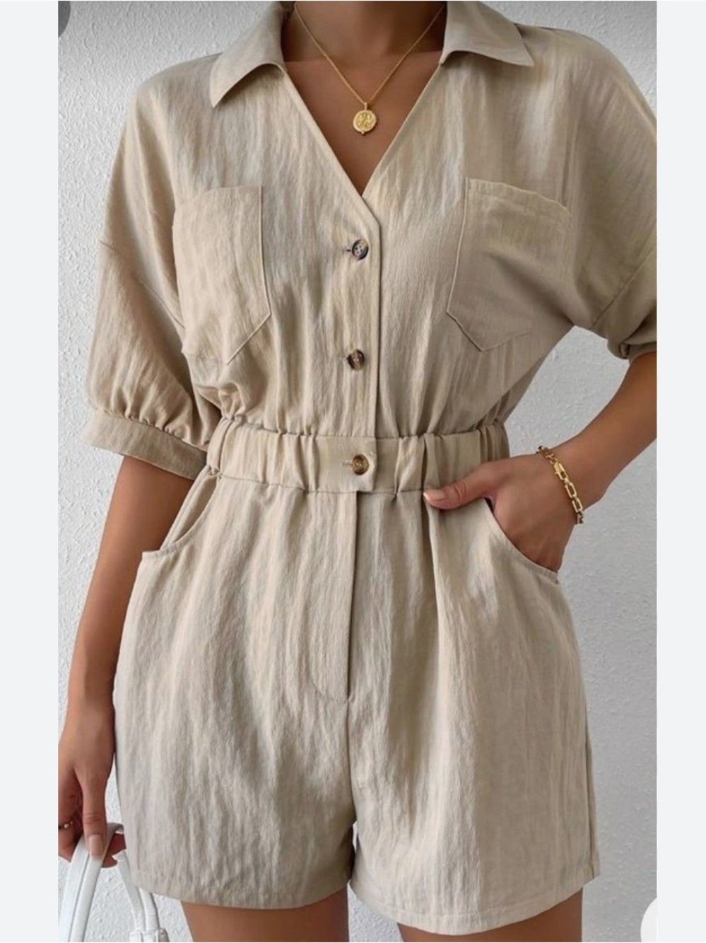 Bella Vita Tan Linen Romper Jumpsuit Lulu’s